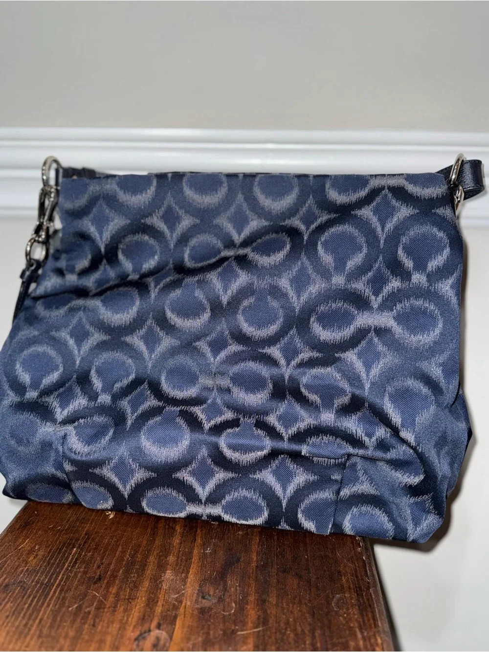 Coach Navy Signature Jacquard Shoulder Bag